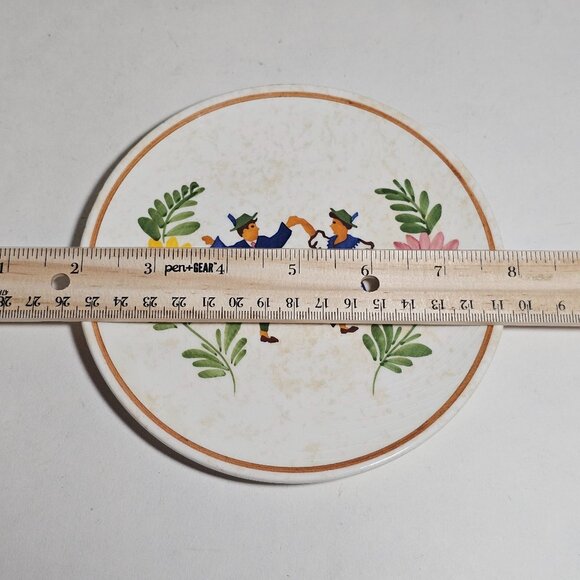 Alpine Peasant Ware Set Of 2 Hand Painted Dancing Couple Plates Germany Cottage - Picture 6 of 6